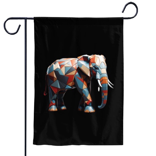 Elephant geomatric design Garden Flags