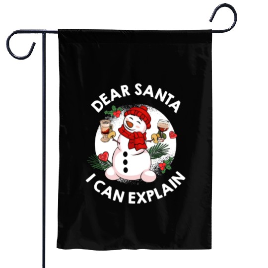 Schneemann Dear Santa I can Explain Funny Garden Flags