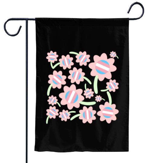 Transgender Pride Flag Flower Pattern Garden Flags