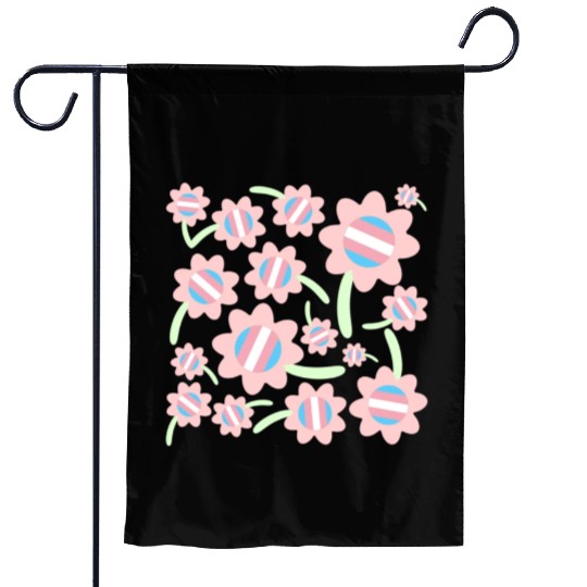 Transgender Pride Flag Flower Pattern Garden Flags