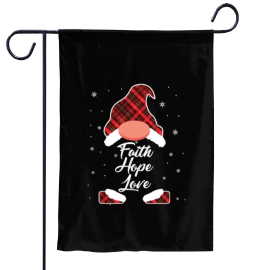 Faith Hope Love Religious Family Christmas Gnome Garden Flags