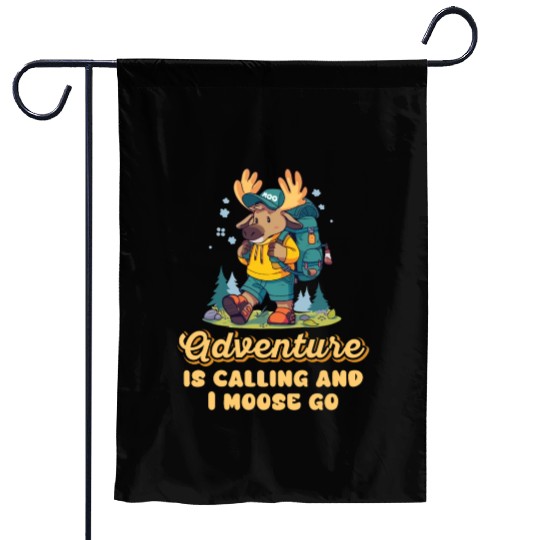 Adventure Is Calling Youth Cute Moose Garden Flags