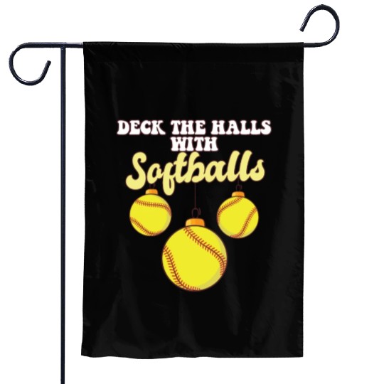 Softball Player Catcher Christmas Balls Deck The Garden Flags
