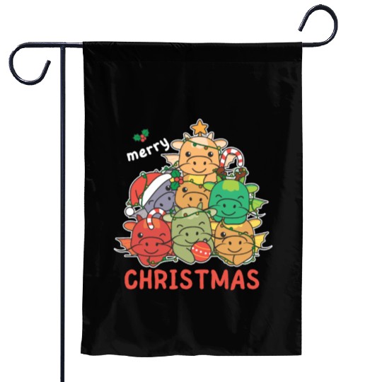 Dragon Christmas Tree Merry Christmas Garden Flags