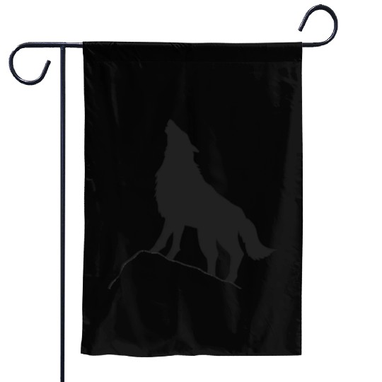 Howling Wolf Silhouette Garden Flags