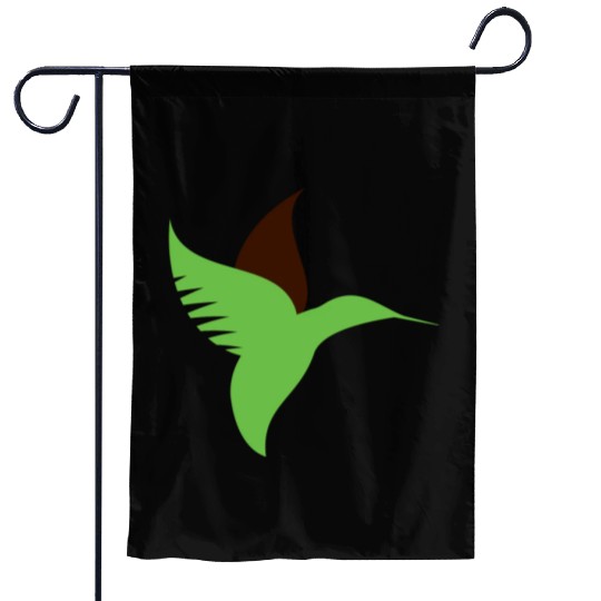 Green Bird Illustration Garden Flags