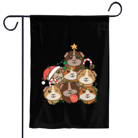 Guinea Pig Christmas Tree Funny Animal Garden Flags