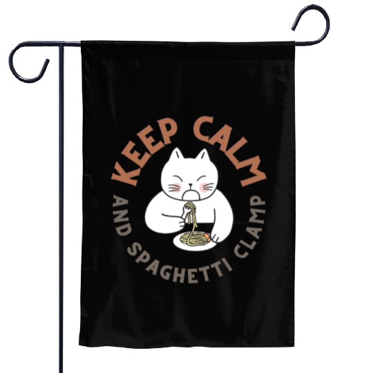 Keep Calm And Spaghetti Clamp Garden Flags