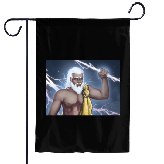 A Titan holding a lightning bolt Garden Flags