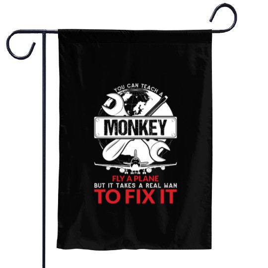 Airplane Mechanic Funny Aviation Technician Garden Flags