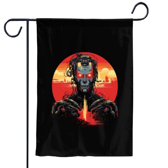 Niche Friend Red Sun Robot Garden Flags