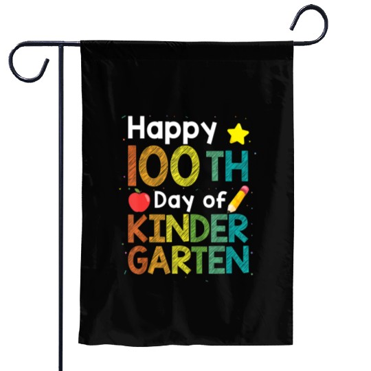 Cute 100 Days Of Kindergarten Teacher Colorful Garden Flags