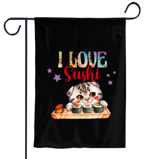 I love Sushi - Cat sushi Garden Flags