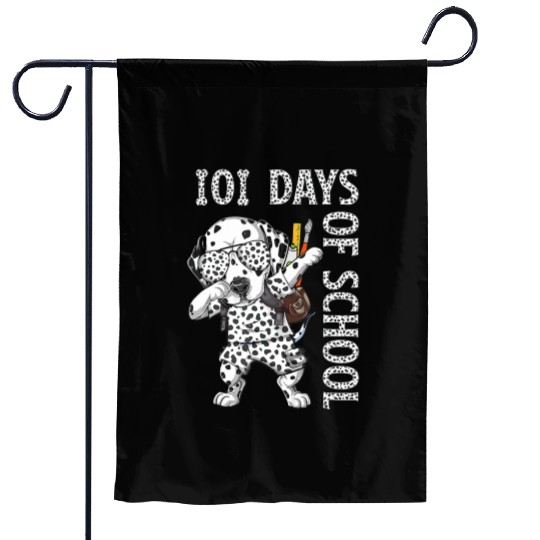 Dabbing 101 Days School Dalmatian Student Teacher Garden Flags