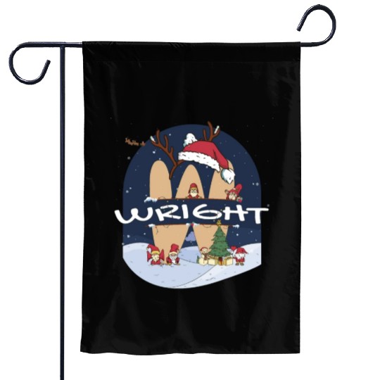 Awesome Wright Name w Santa Hat in Xmas Theme Garden Flags