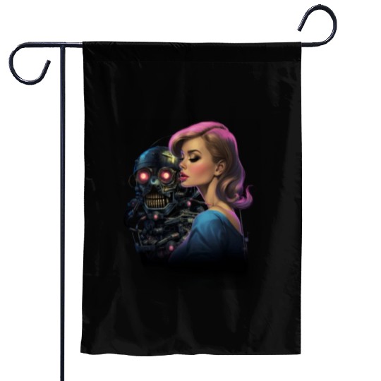 Pinup Girl Vintage Robot Robotics Garden Flags