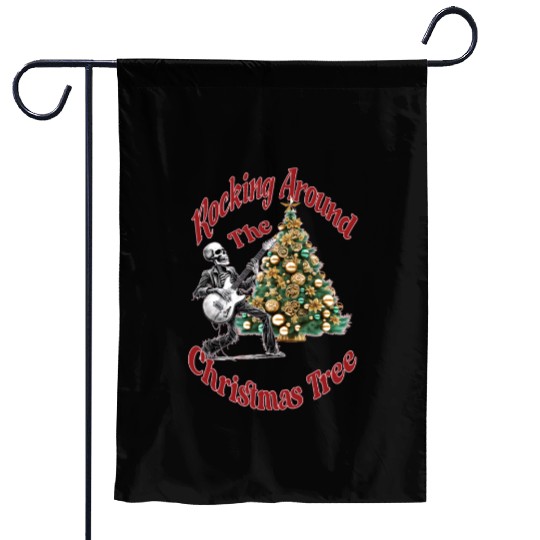 Rocking Around the Christmas Tree Skeleton Garden Flags,