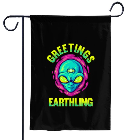 Alien, Aliens, UFO, UAP, Space Unknown Flight Garden Flags