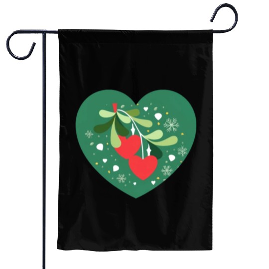Mistletoe Hearts Garden Flags