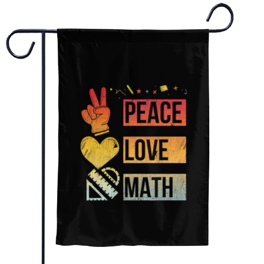 Math Teacher Peace Love Math Vintage Mathematic Garden Flags