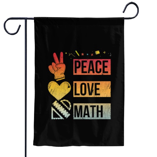 Math Teacher Peace Love Math Vintage Mathematic Garden Flags