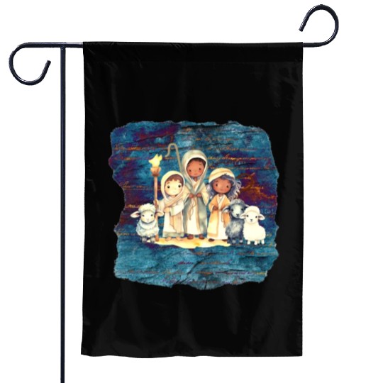 Christmas Nativity Scene Shepherds and Sheep Garden Flags