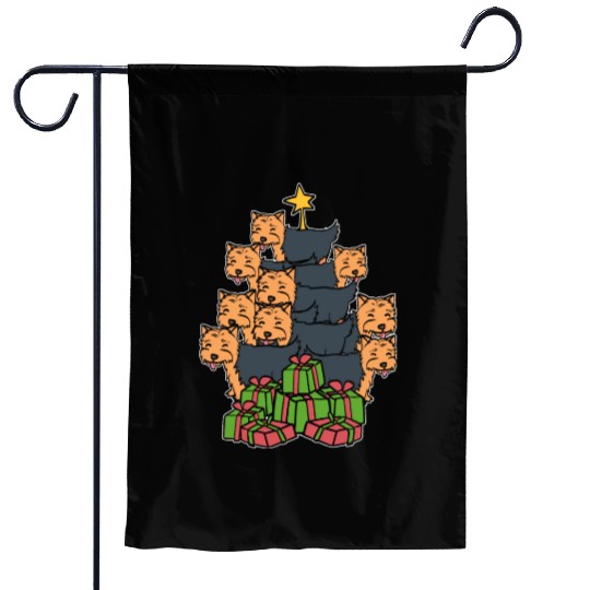 Yorkie Christmas Tree Holiday Person Gift Garden Flags