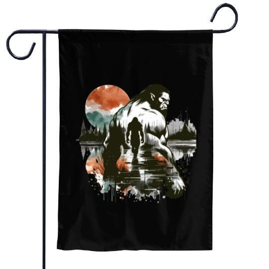 An Ogre's Autumn Journey - Ink and Color Fusion Garden Flags