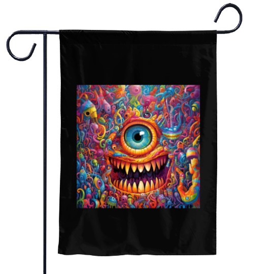 Going On a Little Trip - Cyclops and Teeth Psyched Garden Flags