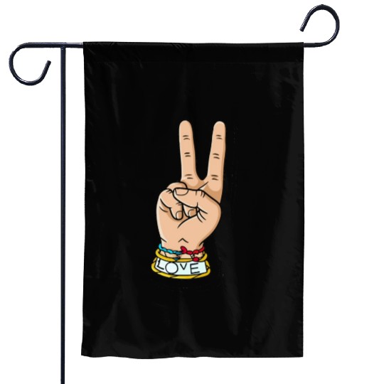 hand peace love Garden Flags