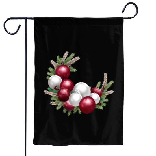 Cranberry and White Christmas Greenery Decor Garden Flags