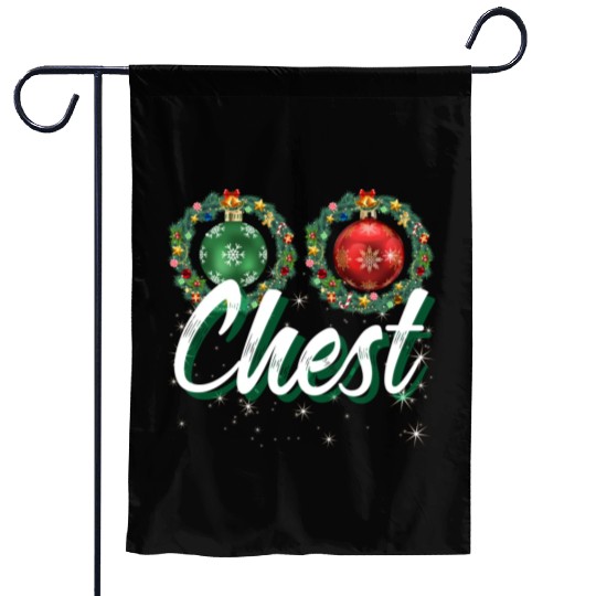 Chest Nuts Christmas Couple Funny Matching Garden Flags