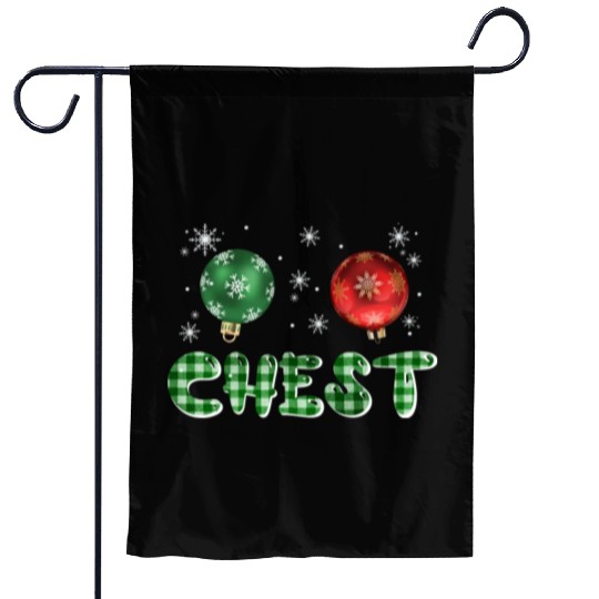 Chest Nuts Christmas Couple Funny Matching Garden Flags