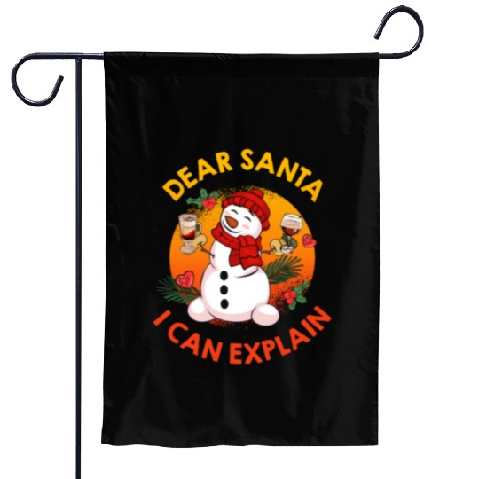 Schneemann Dear Santa I can Explain Funny Garden Flags