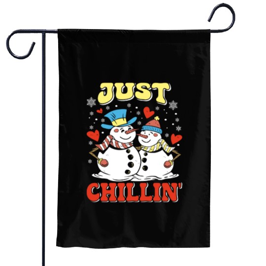 Snowmen Just Chillin' Winter Time Snow Garden Flags