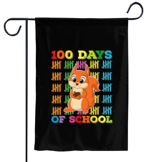 100 Days Of School Squirrel Teacher Garden Flags