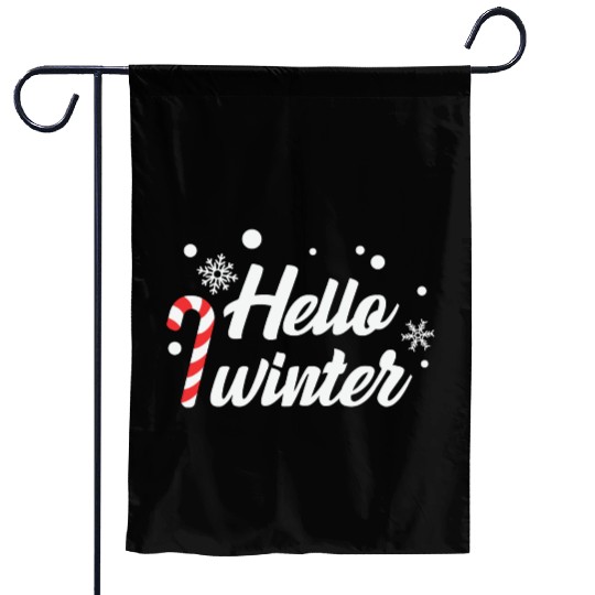 Hello Winter Christmas Candy Canes Garden Flags
