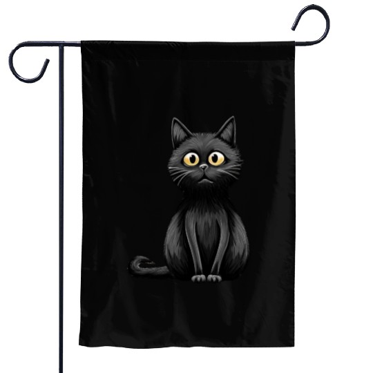 A midnight-colored cat with captivating amber eyes Garden Flags