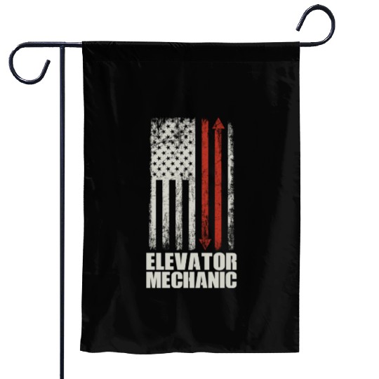 Elevator Mechanic Maintenance USA Flag Technician Garden Flags