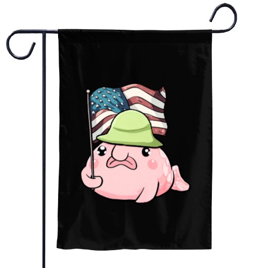 Kawaii Patriotic Blobfish 4th of July US Flag Garden Flags