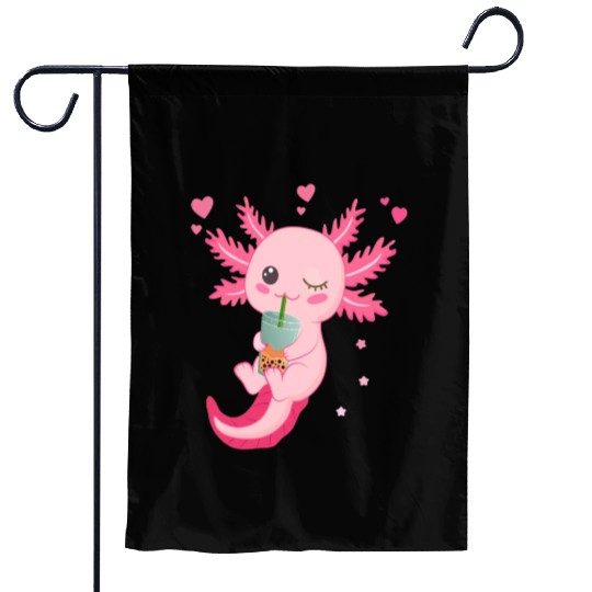 Boba Tea Bubble Tea Milk Tea Axolotl Garden Flags