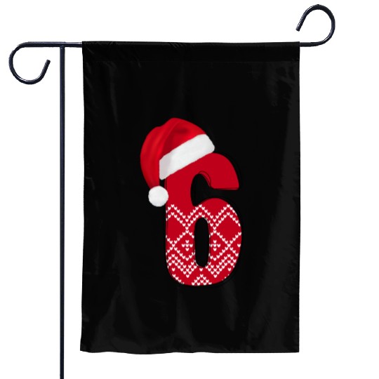 6th Merry Christmas Birthday Gift- Number Six Garden Flags
