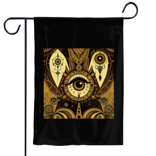 Abstract New Age 1920s Steampunk Design Garden Flags