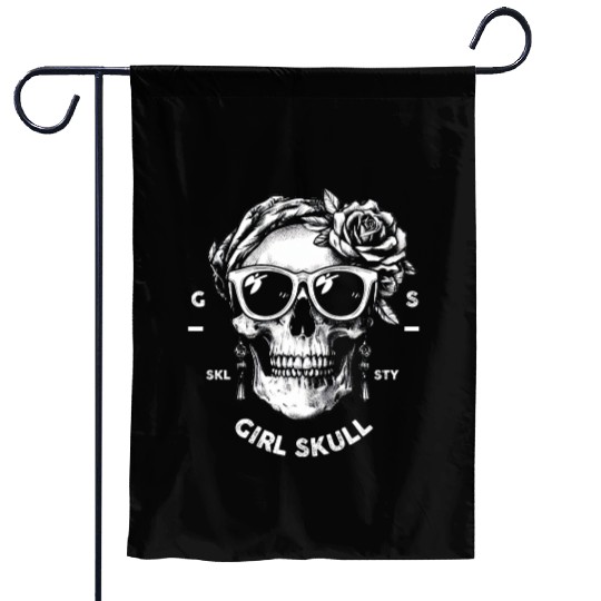 white girl skull by skull style society Garden Flags