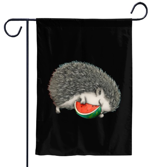 Hedgehog Sleeping With Watermelon Garden Flags