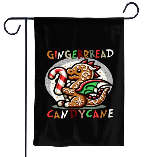 Gingerbread & Candy Cane - A Gingerbread Dragon Garden Flags