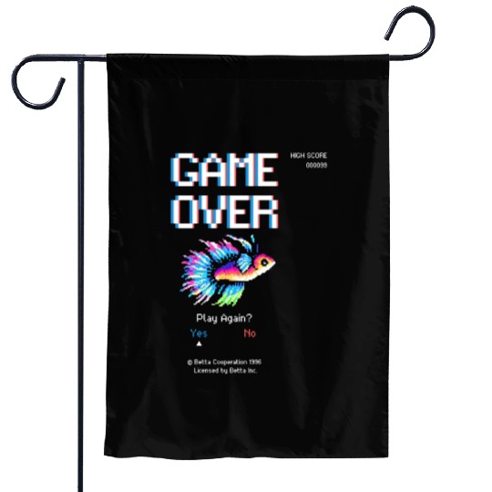 8 bit Arcade Retro Game Over Betta Fish Garden Flags