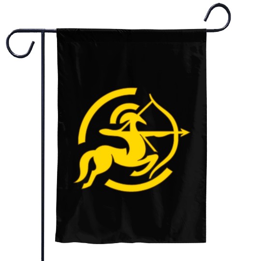 Zodiac Sagittarius Arc Icon Minimalistic Gold Garden Flags