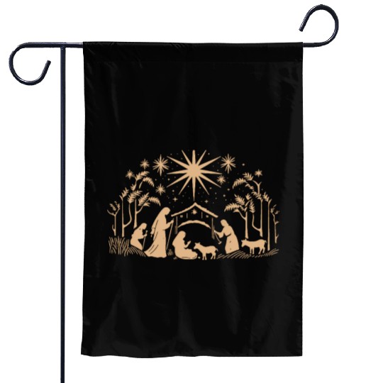 Nativity Scene with Mary Joseph Baby Jesus Garden Flags
