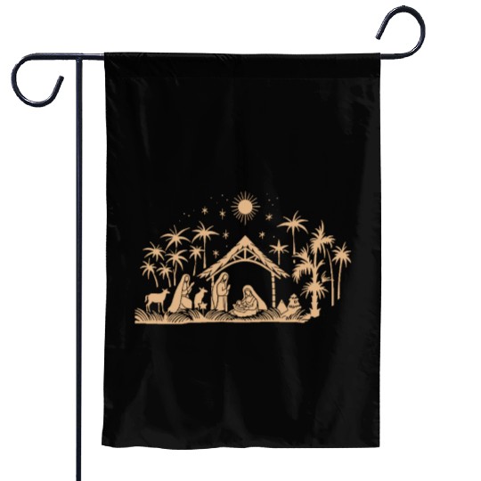 Nativity Scene with Mary Joseph Baby Jesus Garden Flags